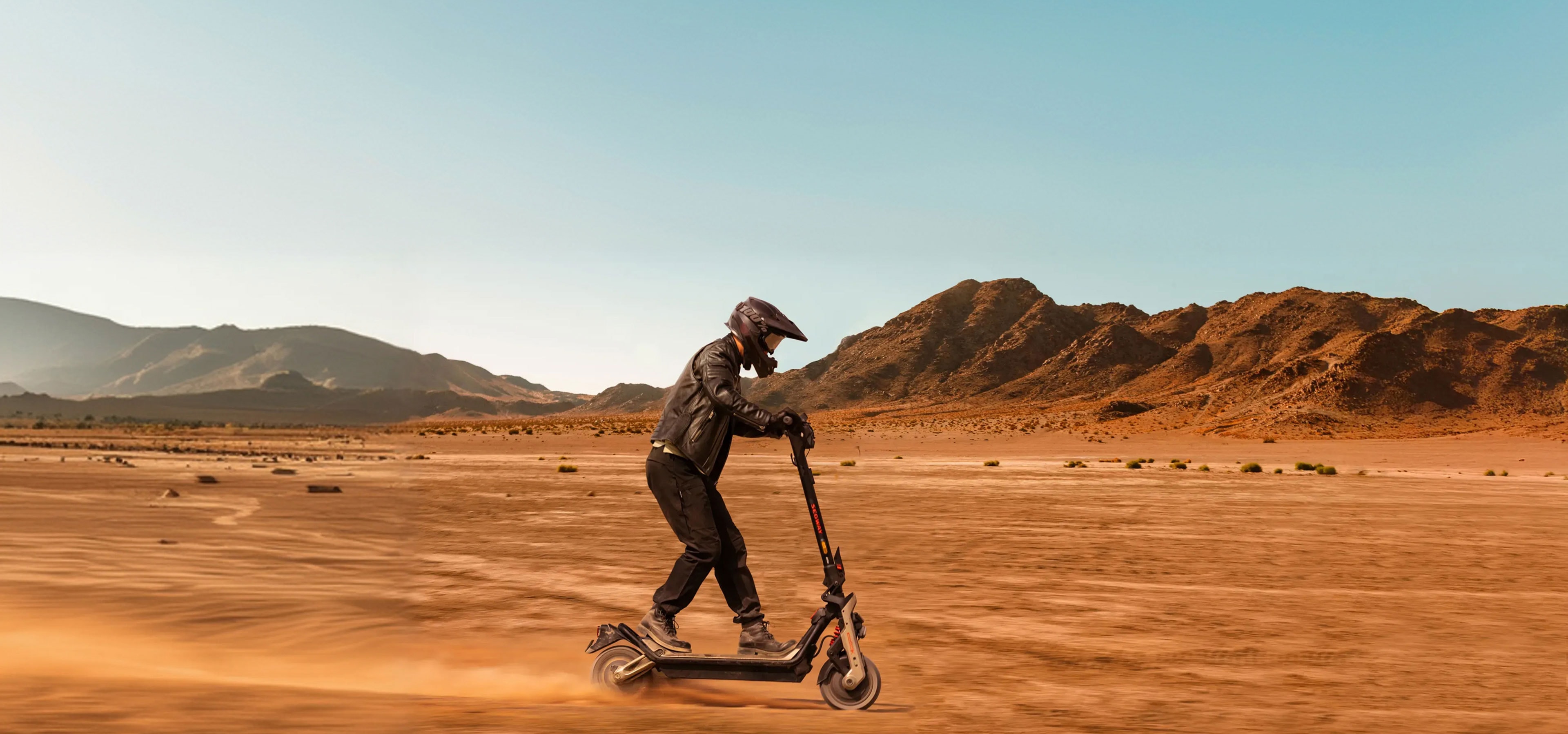 Rider on a Segway GT3 Pro in the desert