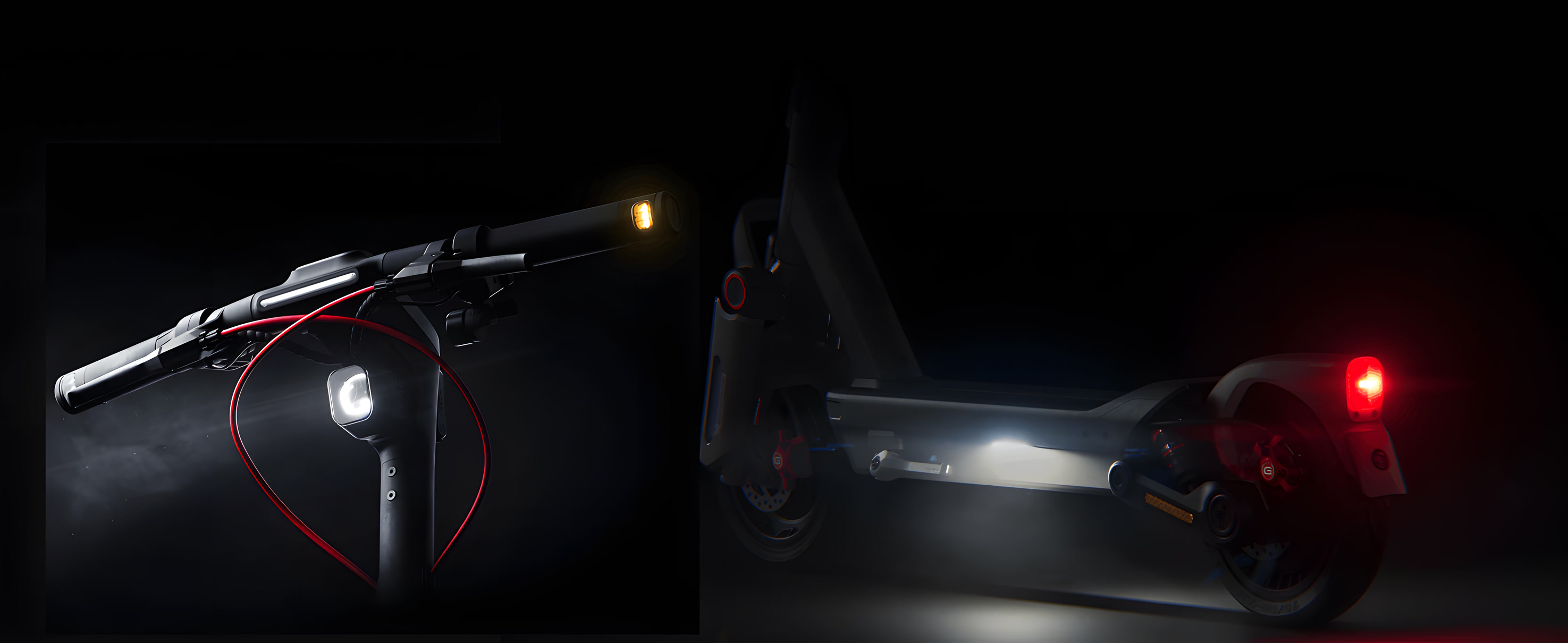 Segway Max G3 front and rear lights at night